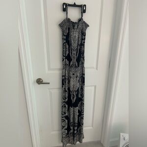 Elegant Black and Gray Paisley Maxi Dress/jumpsuit